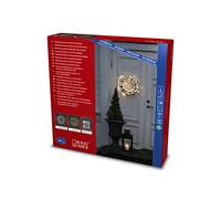 Konstsmide 3783-803 LED Christmas Wreath, Brass-Coloured, with 9H Timer, 50 Amber Diodes, Battery Operated, Outdoor (IP44), Transparent Cable