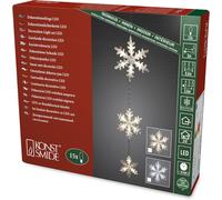 Konstsmide 6116-103 LED Light Curtain, 3 Acrylic Snowflakes, 15 Warm White Diod