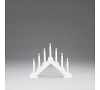 Konstsmide 7 Led Bulb Candlestick Wood Matt White Battery Operated