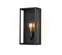 Konstsmide 7349-758 Carpi Box Outdoor Wall Light Mains Powered/W: 20.5cm D: 12.5cm H: 40cm / 1 x 60 W E27 Max Wall Lamp/Clear Glass/Steel / IP44 / Outside Light Black