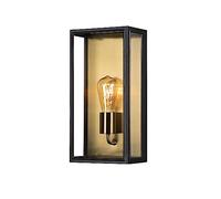 Konstsmide 7349-758 Carpi Box Outdoor Wall Light Mains Powered/W: 20.5cm D: 12.5cm H: 40cm / 1 x 60 W E27 Max Wall Lamp/Clear Glass/Steel / IP44 / Outside Light Black Brass
