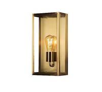 Konstsmide 7349-800 Carpi Box Outdoor Wall Light Mains Powered/W: 20.5cm D: 12.5cm H: 40cm / 1 x 60 W E27 Max Wall Lamp/Clear Glass/Steel / IP44 / Outside Light Brass