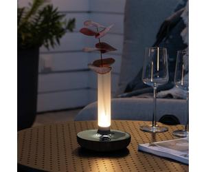 Konstsmide Biarritz LED table lamp IP54, battery CCT, silver