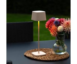 Konstsmide Capri LED rechargeable table lamp, height 36 cm, sand-coloured, IP54