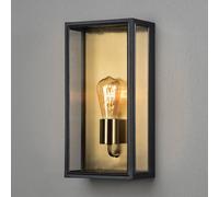 Konstsmide 7349-758 Carpi Box Outdoor Wall Light Mains Powered/W: 20.5cm D: 12.5cm H: 40cm / 1 x 60 W E27 Max Wall Lamp/Clear Glass/Steel / IP44 / Outside Light Black Brass