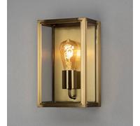 Konstsmide 7348-800 Carpi Box Outdoor Wall Light Mains Powered/W: 18cm D: 13.5cm H: 30cm / 1 x 60 W E27 Max Wall Lamp/Clear Glass/Steel / IP44 / Outside Light Black Brass