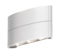 Konstsmide Outdoor Wall Light Mains Powered/Chieri Modern Up Down/LED High Power 6 x 1 W Lamp/Clear Glass/Aluminium/IP54/Outside Light White