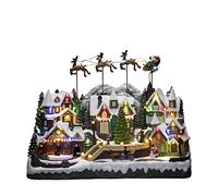 Konstsmide Christmas Decorations LED Scene, with Music, Battery Operated or USB, Indoor, Black Cable, PVC Polyresin, Resin, Multi Coloured, Large Village
