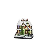 Konstsmide Christmas Decorations Animated LED Scene House with Tree, with Music, 24 Colourful diodes, Battery Operated or USB, Indoor, Black Cable, PVC Polyresin