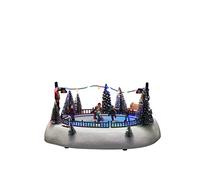 Konstsmide Christmas Decorations Anitmated LED Scene Ice Rink, with Music, 12 Colourful diodes, Battery Operated or USB, Indoor, Black Cable, PVC Polyresin