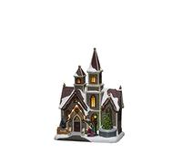 Konstsmide Christmas Decorations LED Scene Church, with Music, 11 Colourful diodes, Battery Operated or USB, Indoor, Black Cable, PVC Polyresin