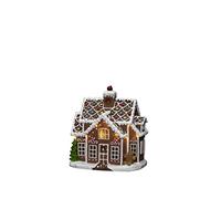 Konstsmide Christmas Decorations LED Scene Ginger Bread House, with Music, 11 Diodes, Battery Operated or USB, Indoor, Black Cable, PVC Polyresin