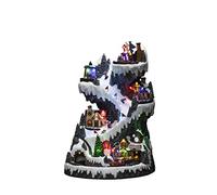 Konstsmide Christmas Decorations LED Scene, with Music, Battery Operated or USB, Indoor, Black Cable, PVC Polyresin, Resin, Multi Coloured, Large Ski Slope