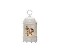 Konstsmide Christmas Decorations LED Snow Globe Birds in a Bird Cage/Indoor, 5 Hour Timer/Battery Operated 3xAA 1.5V (excl.) or USB Cable (Inc) /Christmas Lantern 1 Warm White Diodes