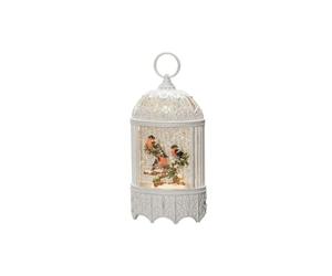 Konstsmide Christmas Decorations LED Snow Globe Birds in a Bird Cage/Indoor, 5 Hour Timer/Battery Operated 3xAA 1.5V (excl.) or USB Cable (Inc) /Christmas Lantern 1 Warm White Diodes