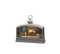 Konstsmide Christmas Decorations LED Snow Globe, Santa Reindeer and Village Scene, Water-Filled, with 5-Hour Timer, Battery Operated and USB, Indoor, 3 x C 1.5 V (not Included)