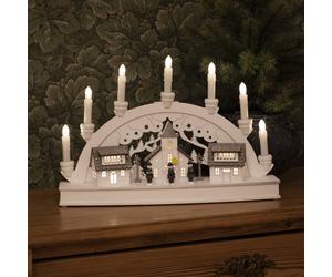 Konstsmide Christmas Houses LED candle arch, 7-bulb, white
