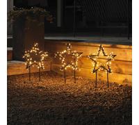 Konstsmide Christmas LED metal star with ground spikes set of 3, IP44