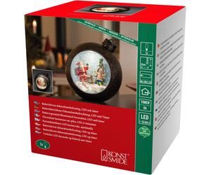 Konstsmide Christmas LED Snow Globe Lantern with Santa Scene, Water Filled / Fo