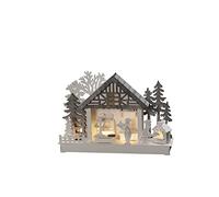 Konstsmide LED Winter Christmas Village Wooden Welcome Light/Indoor Use (IP20)/Mains or Battery Operation (Excl.)/Warm White Diodes/Transparent Cable, Wood PVC