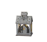 Konstsmide Christmas Lights/LED Wooden Silhouette Village Scene/6H Timer, 10 Diodes, Battery Operated or USB, Indoor, 2 x AA 1.5V (Excluded)