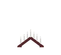 Konstsmide Christmas Lights/Modern Candle Arch/Dark Red Lacquered Wood/Indoor Use (IP20)/230V Indoor/7 Candles with Clear Bulbs/White Cable with On Off Switch
