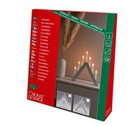 Konstsmide Christmas Lights/Modern Candle Bridge/White Lacquered Wood/Indoor Use (IP20)/230V Indoor/7 Candles with Clear Bulbs/White Cable with On Off Switch