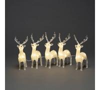 Konstsmide Acrylic Reindeer LED Light Figures, Set of 5 Warm White, Size 19cm | Charlies