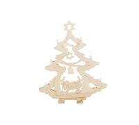 Konstsmide Christmas Wood Decoration/Welcome Light Nativity Scene Tree Wooden Candle Arch Style/Indoor Use (IP20)/15 Push in Bulbs/White Cable