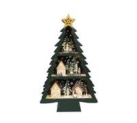 Konstsmide Festive Wooden Christmas Tree with Warm White LED Lights, Wood, Green, One Size