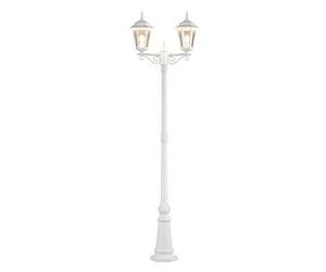 Konstsmide Firenze Double Head Column Outdoor Light / 2.2m High / 2 x 100 W E27 Max Lamp Post / Clear Glass / Aluminium / IP43 / Outside Light Matt White