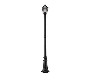 Konstsmide Firenze Post Single Column Outdoor Light / 2.1m High / 1 x 100 W E27 Max Lamp Post / Clear Glass / Aluminium / IP43 / Outside Light Matt Black