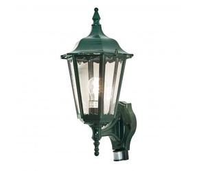 Konstsmide Firenze Upward Single Light Outdoor Wall Fitting In Green Finish With PIR Sensor