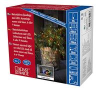 Konstsmide LED Cherry Fairy Lights / (IP44) / Battery Operated: 4 x AA 1.5 V (not Included) / Dusk Till Dawn Sensor 6 and 9 Hour Timer / 40 Multi Coloured Diodes/Black Cable