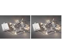 Konstsmide LED Fairy Switch, Light Sensor, 6h and 9h Timer, Battery Operated, Outdoor (IP44), Black Box, 0 W, Warm White on Transparent Cable, 20 LEDs, (3722-103) (Pack of 2)