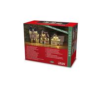 Konstsmide LED Fibre Optic Houses, Set of 3, combinable, with 6 Hour Timer, 23 Warm White diodes, Battery Operated and USB, Indoor, Black Cable, 6 x AAA 1.5 V (not Included), PVC Polyresin, Colourful