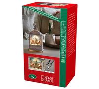 Konstsmide LED Snow Globe Christmas Market Scene/Water Filled/Christmas Decorations Indoor Battery Lights/Timer/Battery Operated: 3xAA 1.5V (excl.) or USB (Inc), White