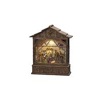 Konstsmide LED Snow Globe Christmas Nativity/Water Filled/Christmas Decorations Indoor Battery Lights/Timer/Battery Operated: 3xC 1.5V (excl.) or USB (Inc), Brown