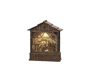 Konstsmide LED Snow Globe Christmas Nativity/Water Filled/Christmas Decorations Indoor Battery Lights/Timer/Battery Operated: 3xC 1.5V (excl.) or USB (Inc)