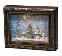 Konstsmide LED Snow Globe Lantern Picture Frame"Snowman Scene", Water Filled/Indoor Use (IP20) with 5 Hour Timer/Battery Operated: 4xAA 1.5V (excl.)/ Christmas Lantern 2 Warm White Diodes