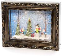 Konstsmide LED Snow Globe Lantern Picture Frame"Snowman Scene", Water Filled/Indoor Use (IP20) with 5 Hour Timer/Battery Operated: 4xAA 1.5V (excl.)/ Christmas Lantern 2 Warm White Diodes