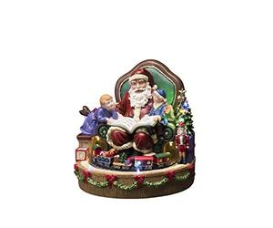 Konstsmide Lights Santa Reading Christmas Scene/Twelve LEDs/Transformer or Battery Operation/Optional Eight Song Music Function / 28.5cm Wide 28cm High, Polyresin, Multi, 4215-000EE