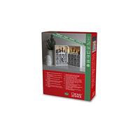 Konstsmide Lights/Silhouette Motif Advent Calendar with 24 Pull Out Drawers and Village Ornament Decoration/Battery Operated: 4xAA (Excl.)/Christmas Scene Warm White Diodes, Wood, 3283-210