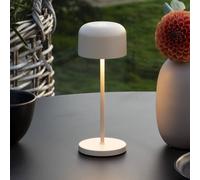 Konstsmide Lille LED rechargeable table lamp, height 20 cm, sand-coloured, IP54, USB