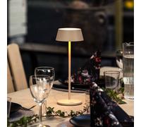Konstsmide Menton LED rechargeable table lamp, sand-coloured, height 27 cm, IP54, USB