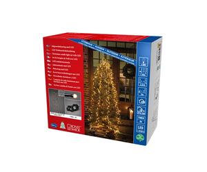 Konstsmide Micro LED Compactlights Tree Coat with Ring, 6 Strands of 110 Frosted Diodes, 8h Timer, 660 Amber Diodes, 30V External Transformer (IP44), 6W, Black Cable