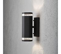 Konstsmide Outdoor Lights / Modena Single Up Down Outdoor Wall Light / 2 x 35 W GU10 Max Wall Lamp / Clear Acrylic Lens / Aluminium / IP44 / Matt Bla