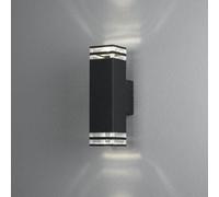 Konstsmide Outdoor wall light Pollux, 27.5 cm, black, aluminium, 2-bulb.