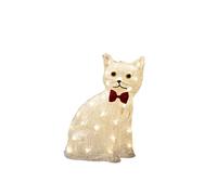 Konstsmide Outdoor Christmas Decorations/Outside Lights LED Acrylic Decoration Cat/Outdoor Lighting (IP44) / 48 Warm White LEDs/Transparent Cable