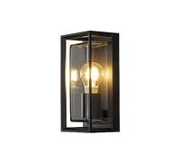 Konstsmide Outdoor Wall Light Mains Powered Brindisi/Microwave Motion Sensor/Max 1 x 20 W Wall Lamp/Clear Glass/Aluminium/IP44/Outside Light Black